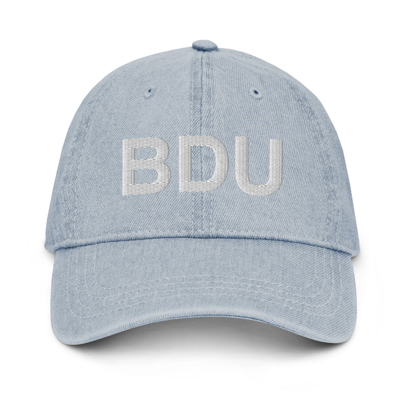 BDU Boulder Airport Code Denim Dad Hat