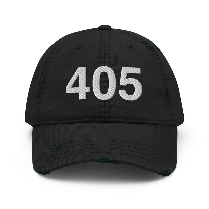 405 Oklahoma Area Code Distressed Dad Hat