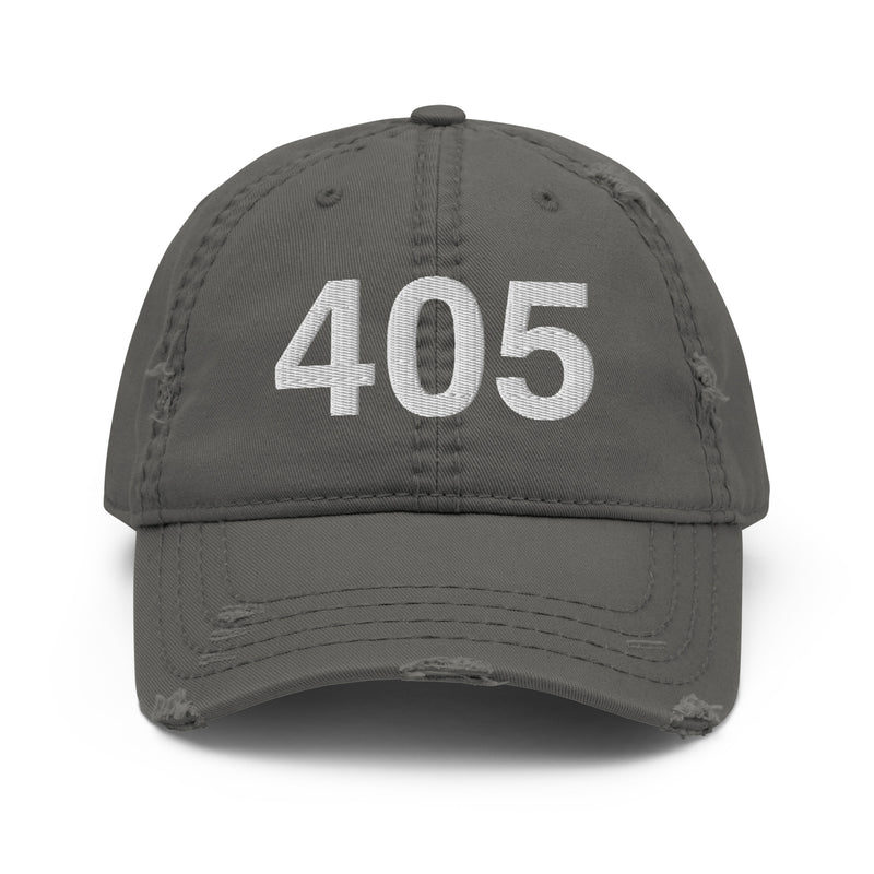 405 Oklahoma Area Code Distressed Dad Hat