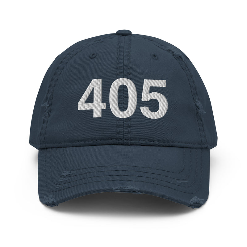 405 Oklahoma Area Code Distressed Dad Hat