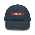 Stonks Box Logo Distressed Dad Hat
