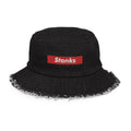 Stonks Box Logo Distressed Denim Bucket Hat