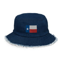 Texas Flag Distressed Denim Bucket Hat