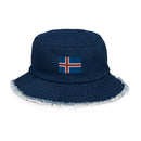 Iceland Flag Distressed Bucket Hat