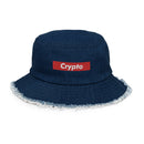 Crypto Box Logo Distressed Denim Bucket Hat