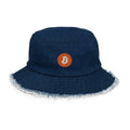 Bitcoin Logo Distressed Denim Bucket Hat
