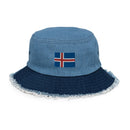 Iceland Flag Distressed Bucket Hat