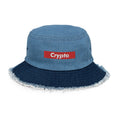 Crypto Box Logo Distressed Denim Bucket Hat