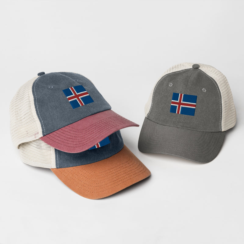 Iceland Flag Faded Trucker Hat