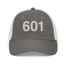 601 Jackson Mississippi Area Code Faded Trucker Hat