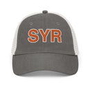 Orange and White SYR Syracuse Airport Code Faded Trucker Hat