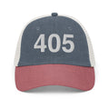 405 Oklahoma Area Code Faded Trucker Hat