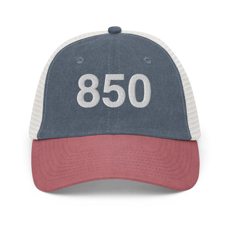 850 Florida Panhandle Area Code Faded Trucker Hat
