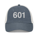 601 Jackson Mississippi Area Code Faded Trucker Hat