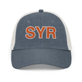 Orange and White SYR Syracuse Airport Code Faded Trucker Hat