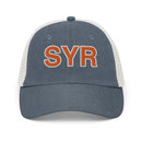 Orange and White SYR Syracuse Airport Code Faded Trucker Hat