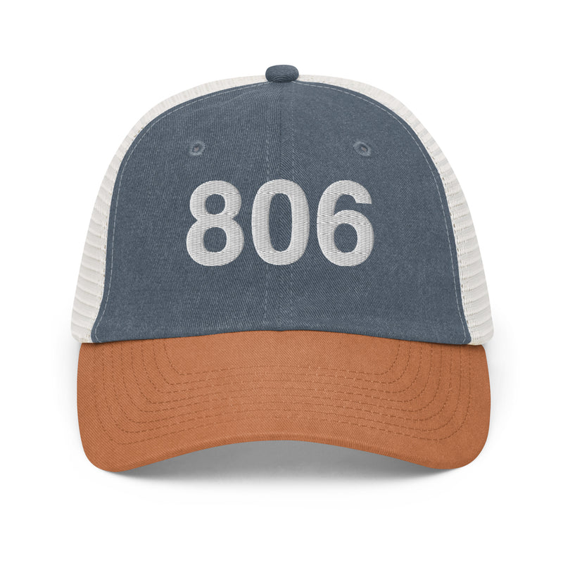 806 Texas Panhandle Area Code Faded Trucker Hat