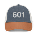 601 Jackson Mississippi Area Code Faded Trucker Hat