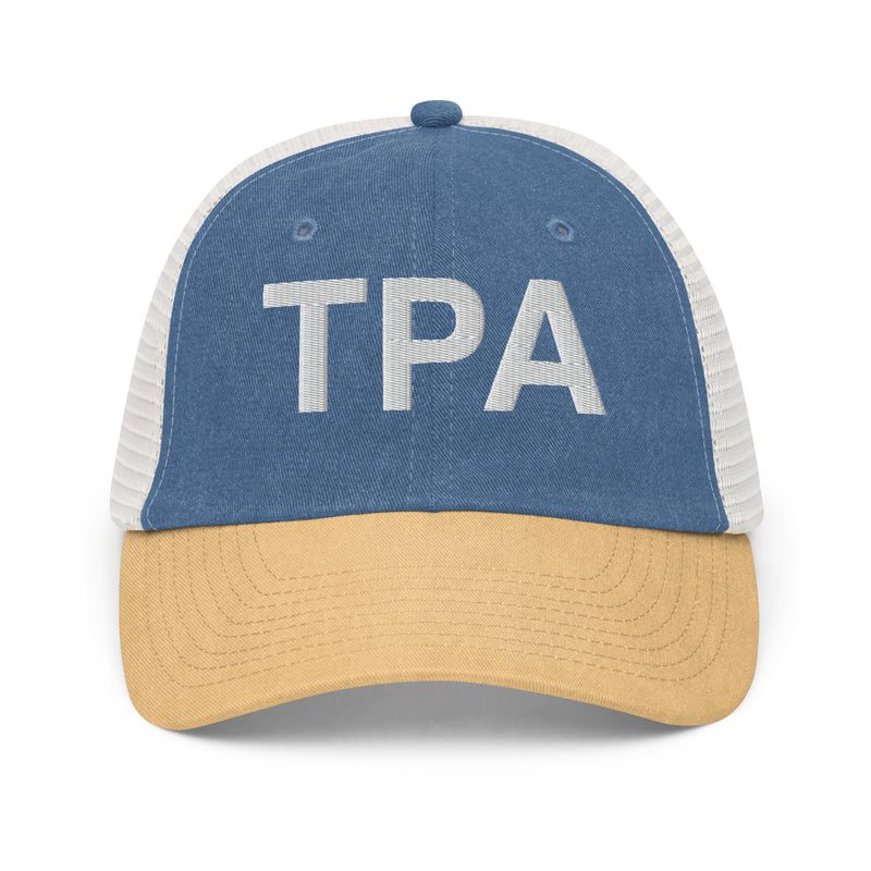 TPA Tampa Bay Airport Code Faded Trucker Hat