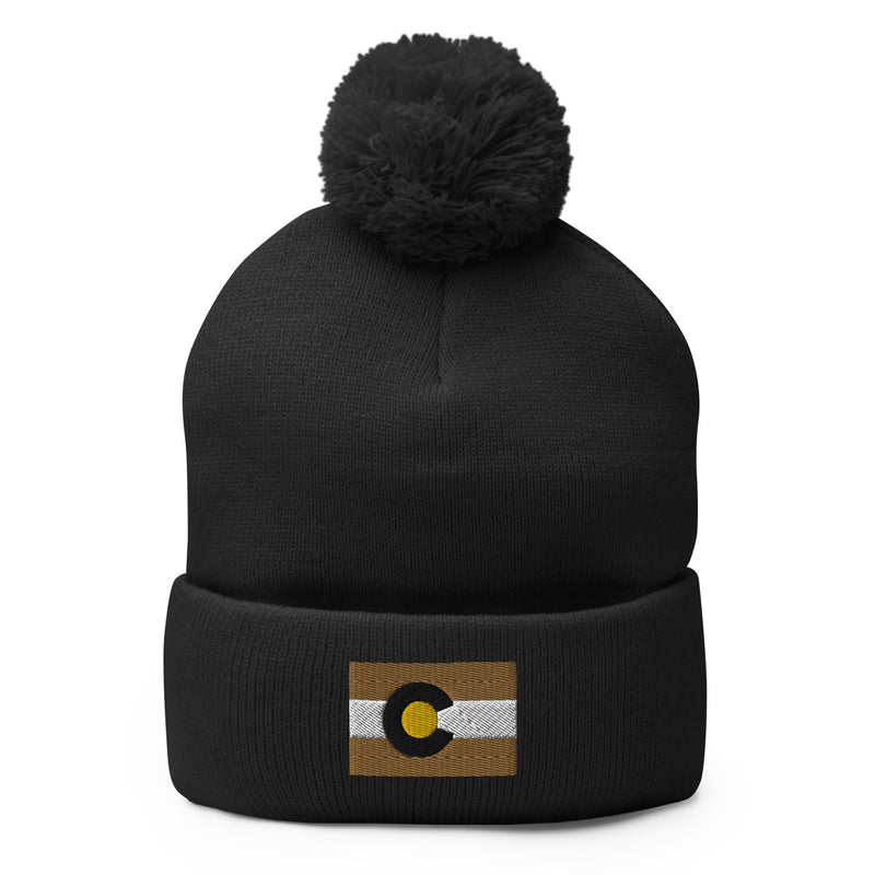 Boulder Colorado Flag Pom-Pom Beanie