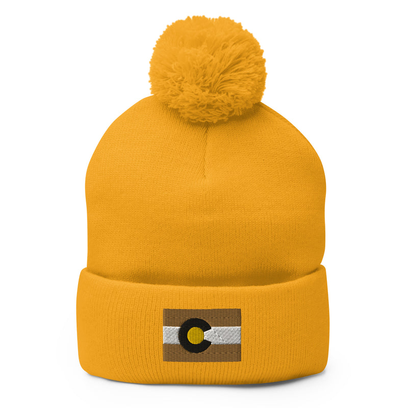 Boulder Colorado Flag Pom-Pom Beanie