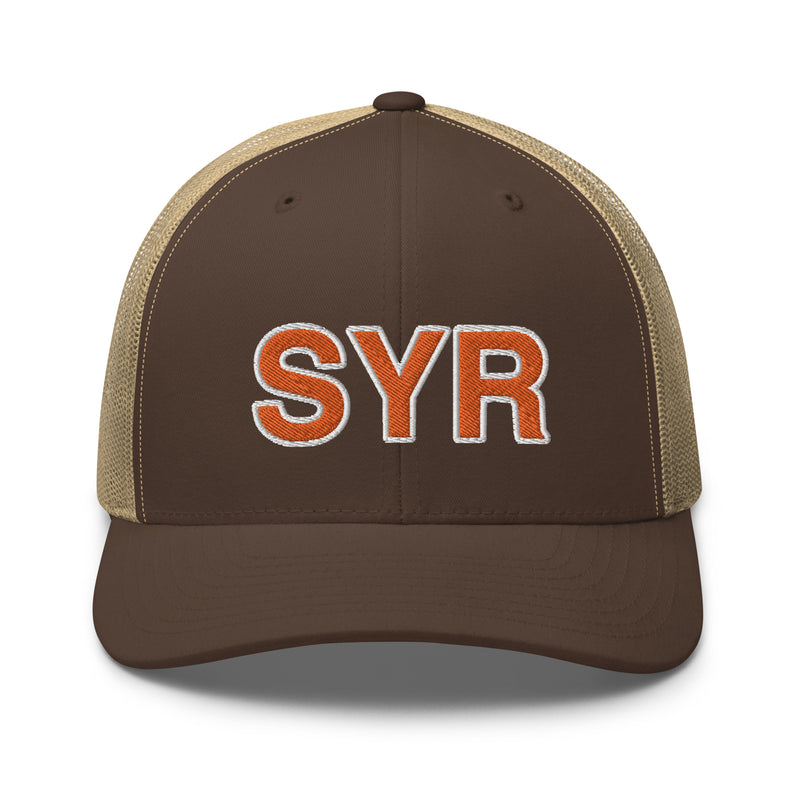 Orange and White SYR Syracuse Airport Code Trucker Hat