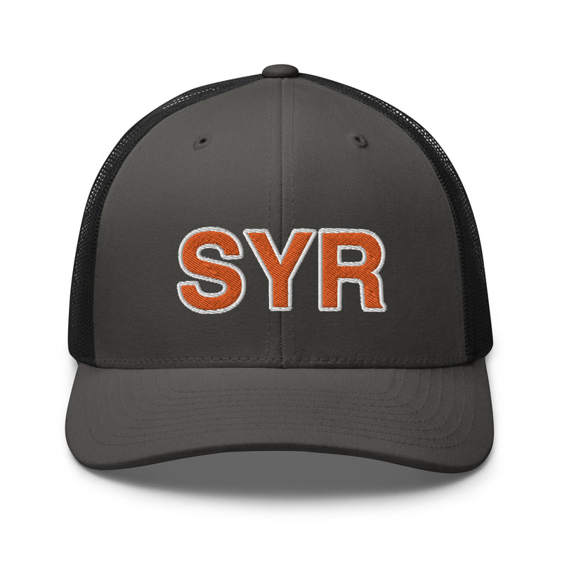 Orange and White SYR Syracuse Airport Code Trucker Hat