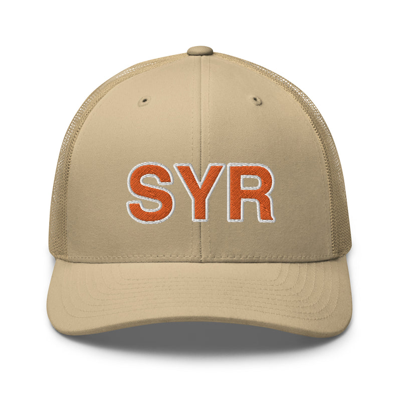 Orange and White SYR Syracuse Airport Code Trucker Hat