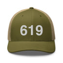 619 San Diego CA Area Code Trucker Hat