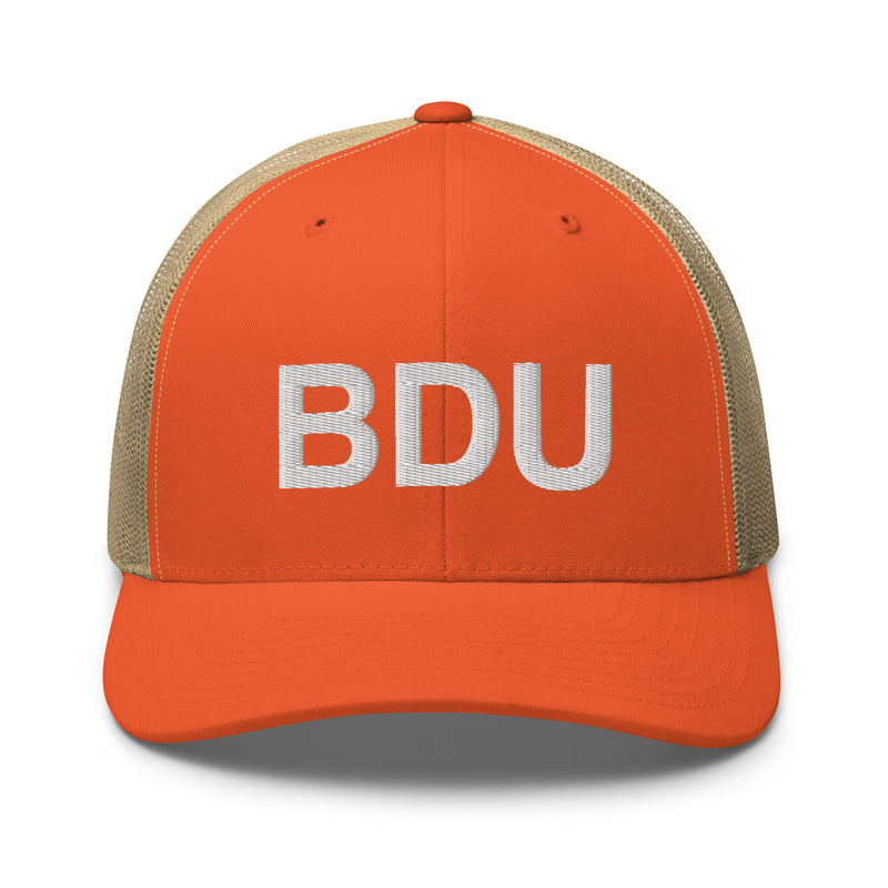 BDU Boulder Airport Code Trucker Hat