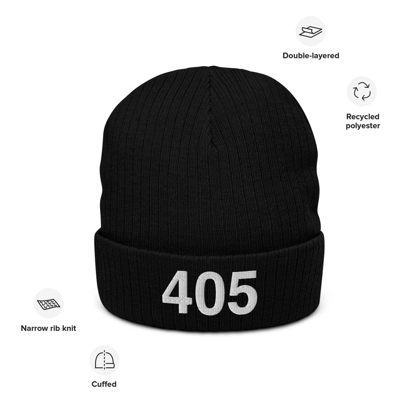 405 Oklahoma Area Code Recycled Polyester Cuffed Beanie