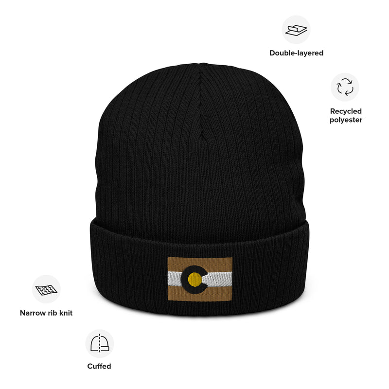 Boulder Colorado Flag Recycled Polyester Cuffed Beanie