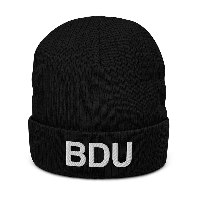 BDU Boulder Airport Code Recycled Polyester Cuffed Beanie