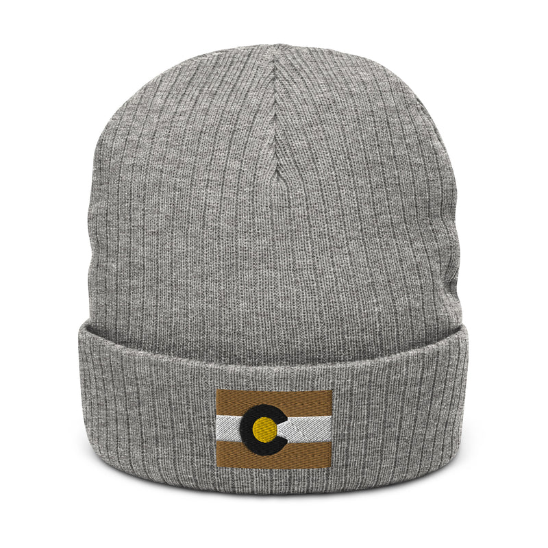 Boulder Colorado Flag Recycled Polyester Cuffed Beanie