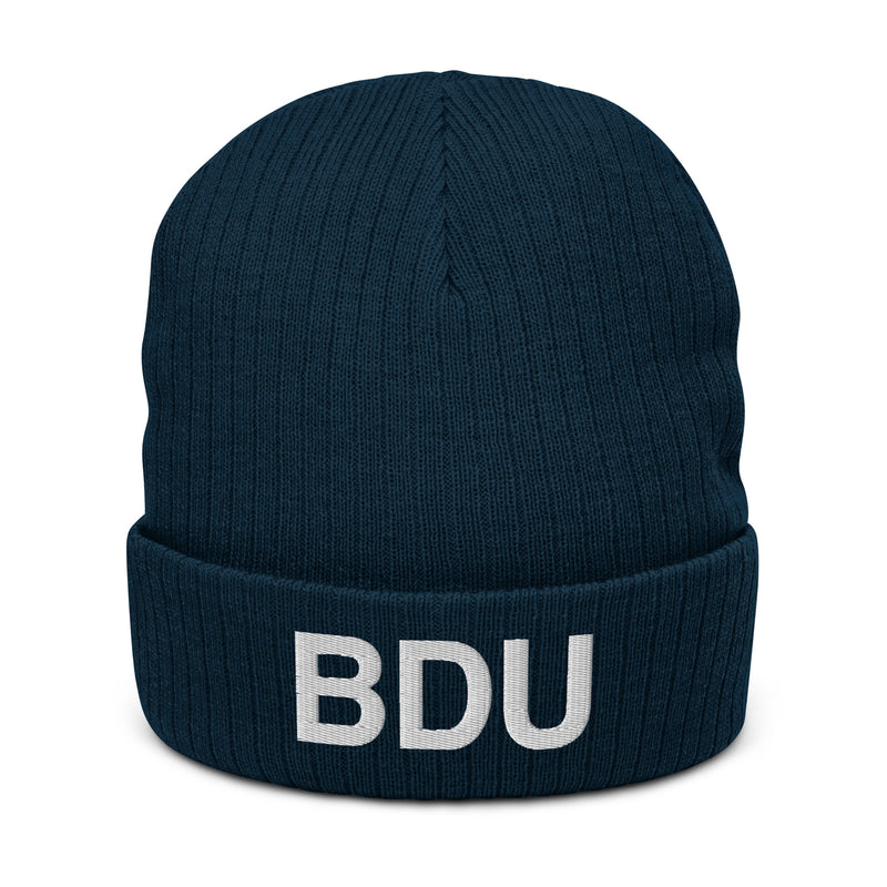 BDU Boulder Airport Code Recycled Polyester Cuffed Beanie