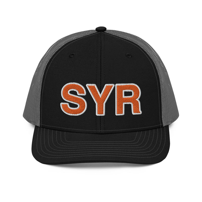 Orange and White SYR Syracuse Airport Code Richardson Trucker Hat