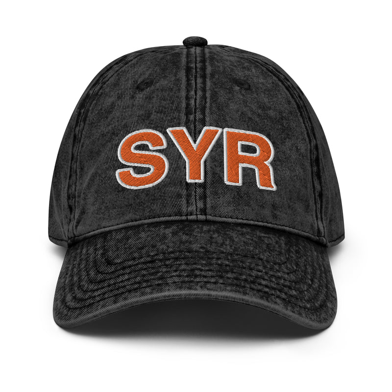 Orange and White SYR Syracuse Airport Code Faded Dad Hat