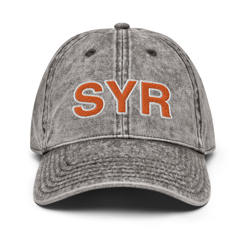 Orange and White SYR Syracuse Airport Code Faded Dad Hat