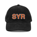 Orange and White SYR Syracuse Airport Code Corduroy Hat
