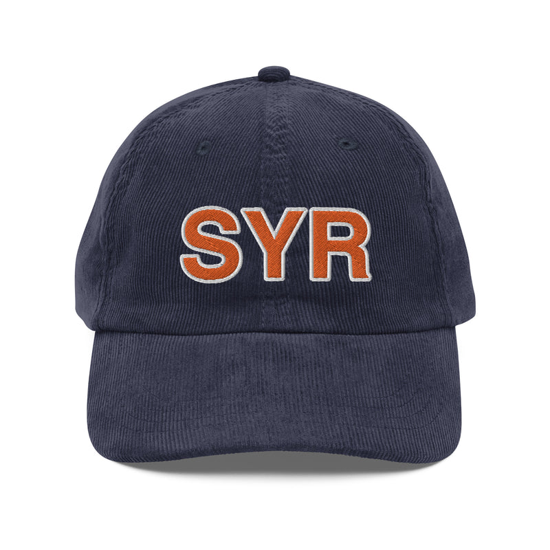 Orange and White SYR Syracuse Airport Code Corduroy Hat