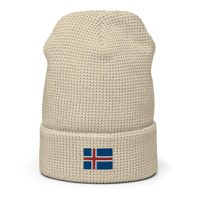 Iceland Flag Honeycomb Waffle Beanie