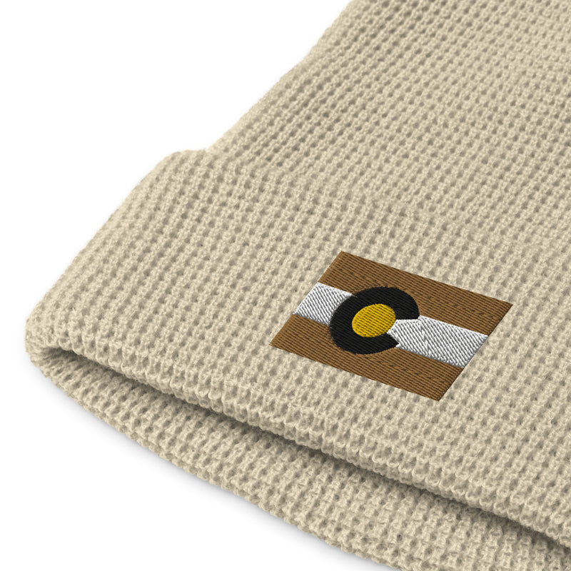 Black & Gold Boulder Colorado Waffle Beanie