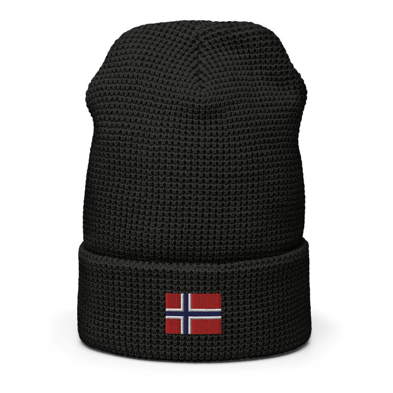 Norway Flag Honeycomb Waffle Beanie