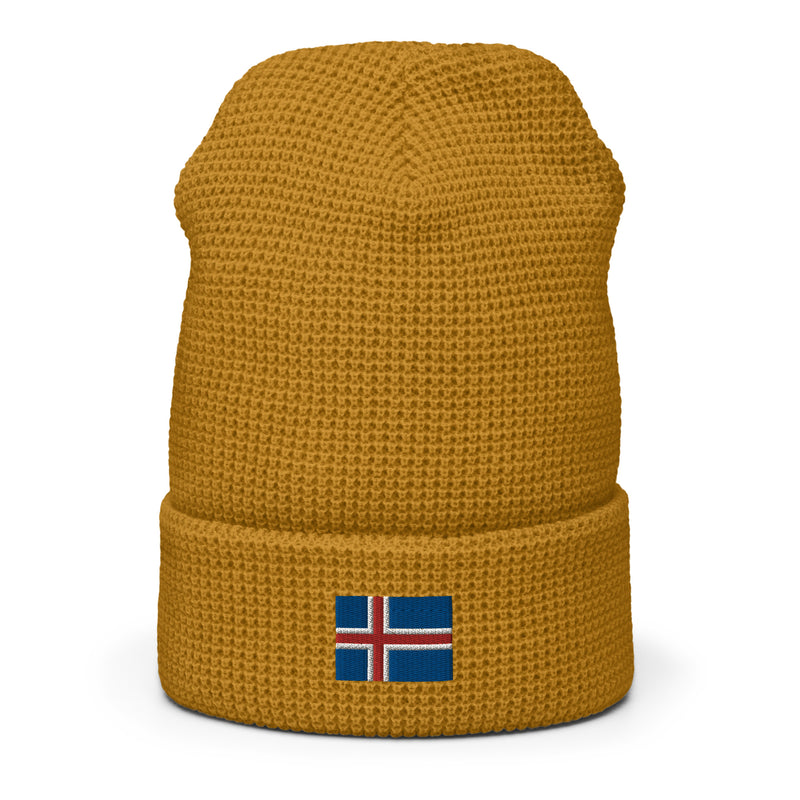 Iceland Flag Honeycomb Waffle Beanie