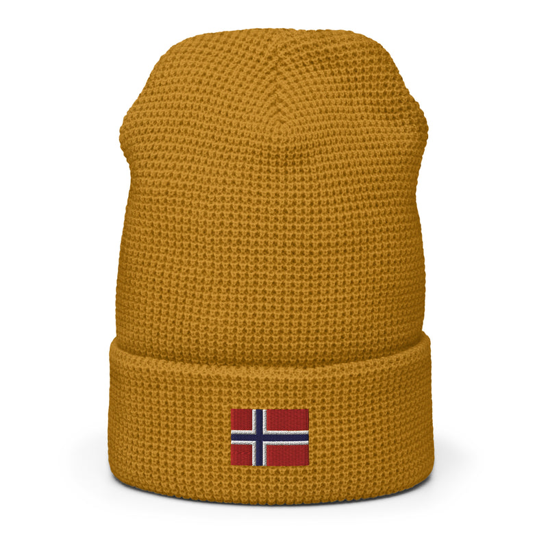 Norway Flag Honeycomb Waffle Beanie