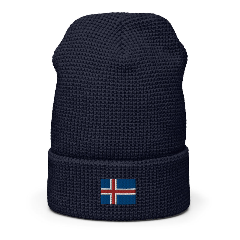 Iceland Flag Honeycomb Waffle Beanie