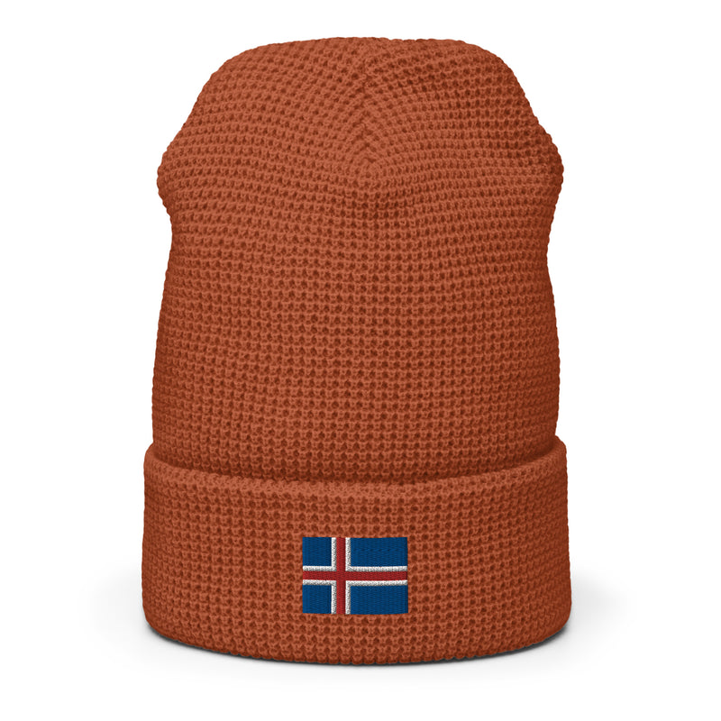 Iceland Flag Honeycomb Waffle Beanie