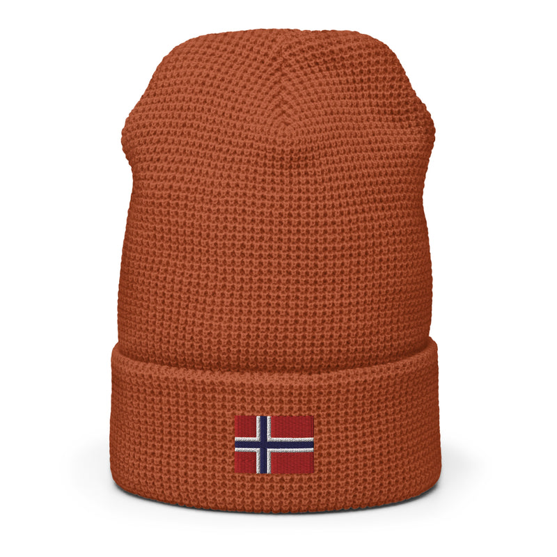 Norway Flag Honeycomb Waffle Beanie