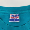 Teal Single Stitch Paper Thin Blank T-shirt Size L Made in USA