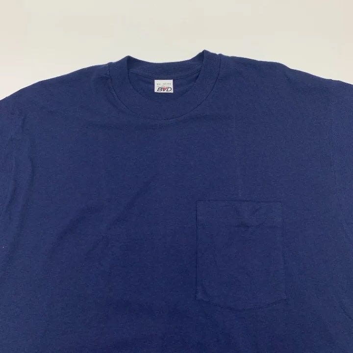 Vintage BVD Navy Blue Single Stitch Pocket T-shirt Made in USA Size 2XL